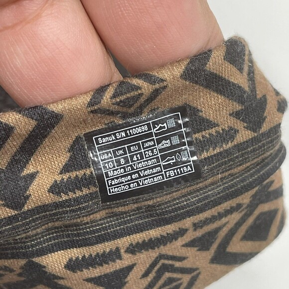 Sanuk Slingback Western Boho Flat Sandals Size 10 Yoga Mat Brown Black Stretch - Picture 9 of 10